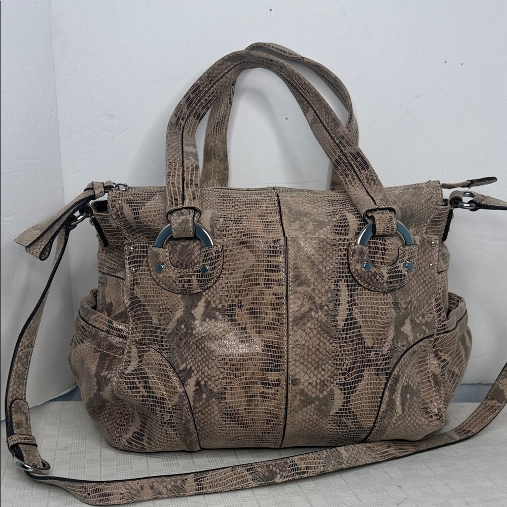 Stylish Tan Snake Print Women's Bag
